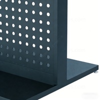 Support d'affichage de téléphone portable en métal double face flexible avec panneaux perforés et crochets, étagères de sol