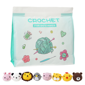 Kits de tricot et crochet faits main DIY, faciles à réaliser, sac en tissu tissé avec aiguille en plastique à grande bouche, outil de tricot pour débutants - Product Image 5