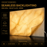 Feuille LED Flexible Ultra-Mince DC24V 288 LED CRI90, Découpable à l'unité, pour Éclairage de Comptoirs en Onyx, Marbre et Armoires