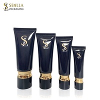 Emballage cosmétique personnalisé, tube ovale pour fond de teint 30ml 50ml 100ml, emballage noir personnalisé de luxe, tube en plastique pour nettoyant visage