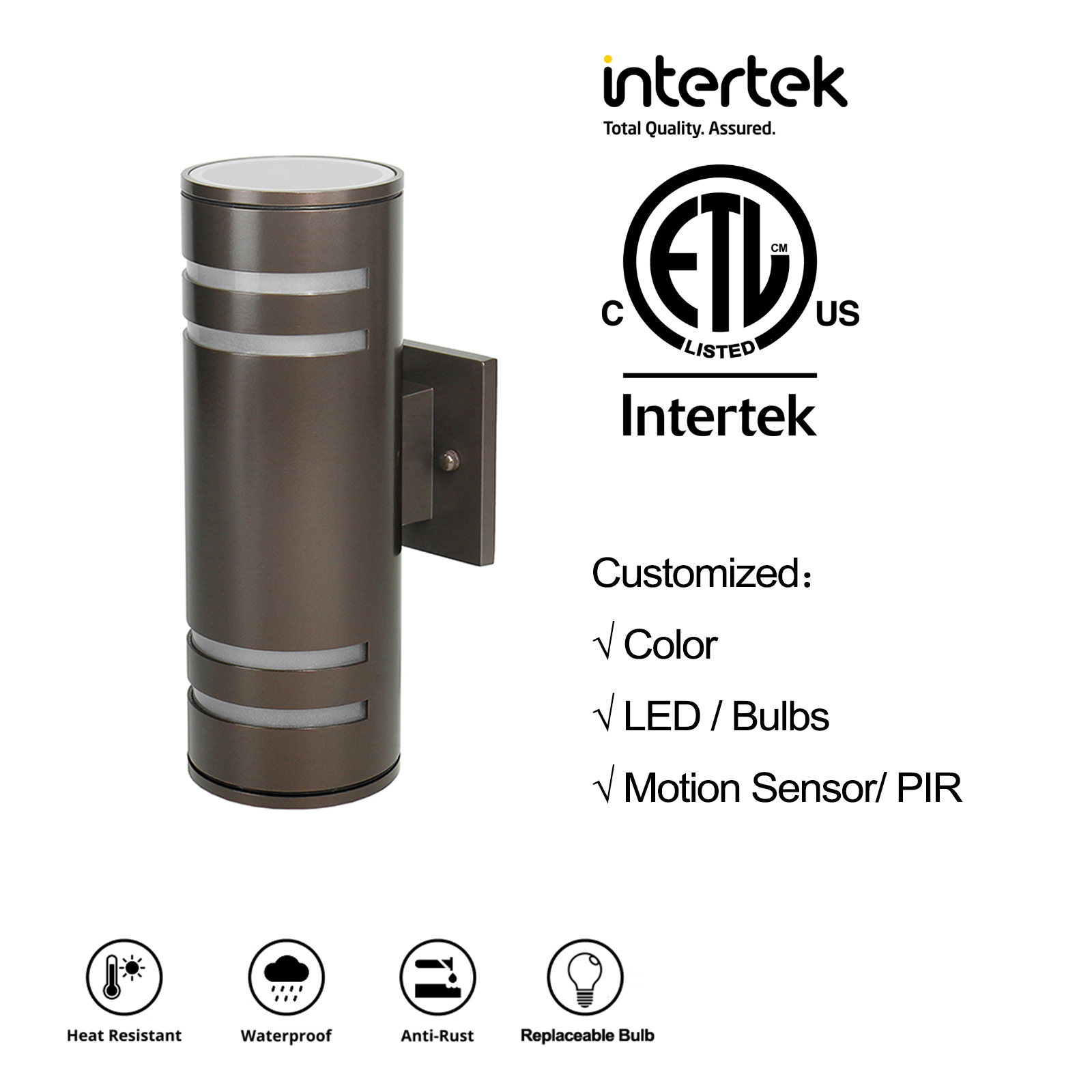 ETL CE Rohs Modern Home Lighting E26 LED Wall Light Hotel Villa Exterior Mounted Waterproof Cylinder Outdoor Wall Lamp · image 3