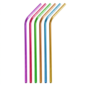 Pailles en métal réutilisables écologiques en gros, en acier inoxydable 304, avec logo personnalisé - Product Image 1