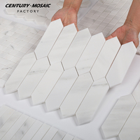 Centurymosaic Capri Bianco, mosaïque hexagonale longue en marbre blanc, carreaux de mosaïque pour crédence de cuisine, mur de douche de salle de bain, sol