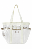 Sac de bain en maille avec logo personnalisé, séparation humide/sec, 6 poches, grande capacité, sac fourre-tout avec pochette ronde amovible