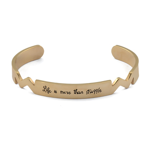 Personnalisé En Acier Inoxydable Bijoux bracelet C Forme Mots Gravés Bracelet D'ouverture - Product Image 6