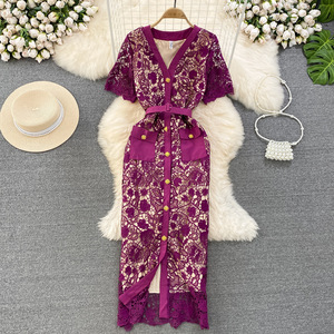 Elegante estate aderente <span class=keywords><strong>in</strong></span> <span class=keywords><strong>pizzo</strong></span> aderente <span class=keywords><strong>da</strong></span> donna a manica corta traezoidale guaina a manica corta aderente abito a matita <span class=keywords><strong>da</strong></span> donna - Product Image 5