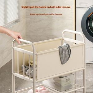 Panier à linge sale portable et léger à double couche, panier à linge sale <span class=keywords><strong>Songmics</strong></span> avec roulettes - Product Image 4