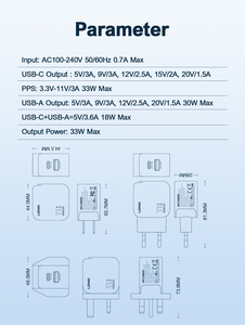 מטען קיר מהיר LDNIO Q2 סיטונאי PD 33W לטעינת טלפונים ניידים עם תקע EU US <span class=keywords><strong>UK</strong></span>, USB Type C, מתאם מטען לטלפון - Product Image 6