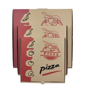 2024 yeni özelleştirilmiş pizza kutusu yeniden 33 35 CM 7/8/9/12 inç oluklu kağıt pizza ambalaj teslimat kutusu kendi logosu ile