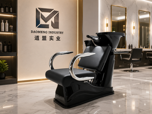 Fauteuil de lavage noir pour salon de coiffure avec bac intégré – Mobilier de salon moderne - Product Image 1