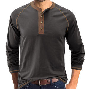 Liquidation ventes hommes grande taille <span class=keywords><strong>chemise</strong></span> décontractée à manches longues col en V boutonné t-shirt haut confort coupe mode travail coupe décontractée - Product Image 3