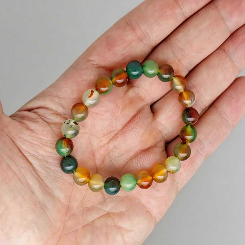 Natural peacock agate bead bracelet