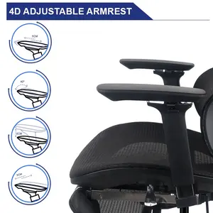 Silla ergonómica de malla reclinable con soporte lumbar, sillón de lujo con altura ajustable y respaldo alto, fabricación