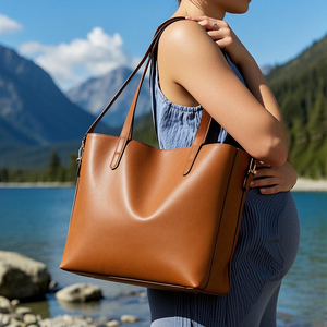 Borsa Tote a spalla larga marrone comoda comoda e lussuosa su misura pannolino in pelle borsa Tote premaman per la mamma - Product Image 5