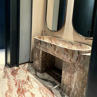 Panneaux muraux en marbre de luxe brésilien Plan de travail de cuisine Quartzite rouge fusion Rosso Orobico Dalle de marbre rouge