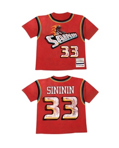 Camiseta de calle personalizada de alta calidad, Camiseta de algodón con estampado de gran tamaño Retro Vintage <span class=keywords><strong>Basket</strong></span> <span class=keywords><strong>Ball</strong></span> Soccer Football Basketball Jersey - Product Image 2