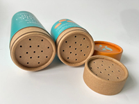 Emballage personnalisé pour poudre libre en cylindre avec shaker, tube en papier pour poivre, shaker pour sel, épices, récipient rond en carton avec tamis