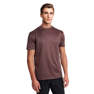 Großhandel Herren Mercerisierte Baumwoll-T-Shirts Sommer <span class=keywords><strong>Slim</strong></span> <span class=keywords><strong>Fit</strong></span> Atmungsaktiv Rundhals Individuelles Logo OEM Einfarbige T-Shirts - Product Image 2