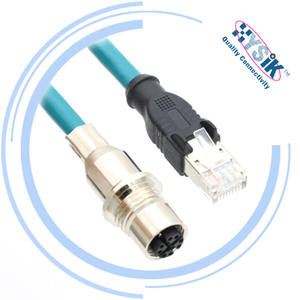 Câble de connecteur <span class=keywords><strong>Metz</strong></span> <span class=keywords><strong>Connect</strong></span> M12 X codé 8 broches avec câbles RJ45 droits/à angle droit pour système industriel - Product Image 1