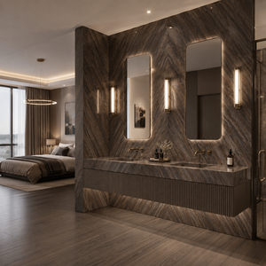 Elegance Brown Marble Look Sintered Stone Slab Polished Marble Look Porcelain Tile 1600 x 3200 x 12 mm for <b>Wall</b> - Product Image 2
