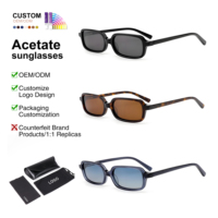 Fabricant de lunettes de soleil en acétate, logo personnalisé, lunettes de soleil vintage polarisées rétro rectangulaires en acétate, vente en gros pour hommes et femmes