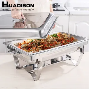 Huadison थोक भारतीय chaffing पकवान आयत बुफे खाद्य गरम बिक्री के लिए स्टेनलेस स्टील chafing व्यंजन