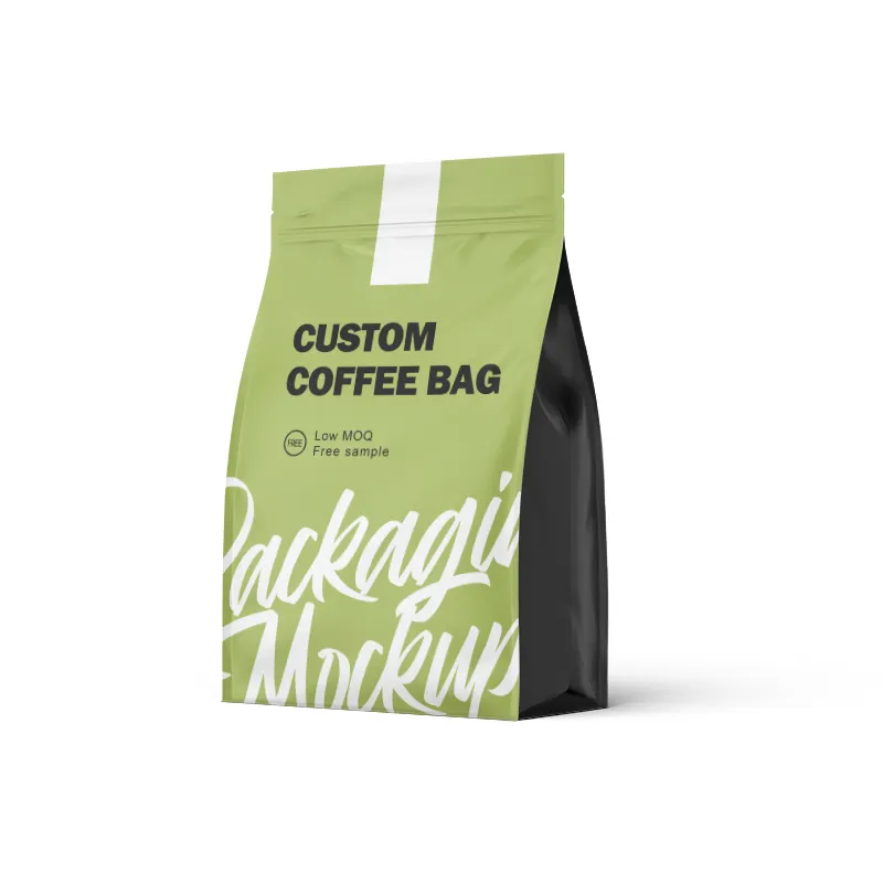 カスタム印刷された生分解性プラスチック8サイドシールコーヒー包装バッグジップロックコーヒーバッグ