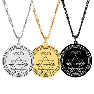 Collier pendentif en acier inoxydable avec Pentacle de l'archange Raphaël, Révélation de Salomon, Amulette de protection de la santé, Symbole de la puissance divine - Product Image 1