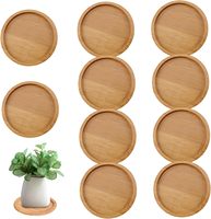 Plateau rond en bambou Tailai de 2,4 pouces pour plantes, soucoupe de pot de fleurs, plateaux de récupération d'eau pour intérieur, table, bureau, extérieur, décorations de jardin