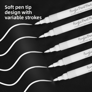 Pennarello Acrilico Permanente <span class=keywords><strong>Bianco</strong></span> e Penna per Evidenziare e Contornare con Punta Morbida/Dura per Carta - Fai da Te, Cancelleria e Journaling - Product Image 2