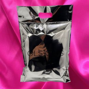 Sac d'expédition en polyéthylène avec poignée, logo personnalisé, argent brillant, pour vêtements, tailles S, M, L, grand sac d'expédition en polyéthylène - Product Image 4