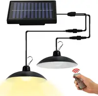 Solar Hanglampen Opknoping Dual Head Zonlicht Aangedreven Schuur Lamp Met Afstandsbediening, IP65 Verlichting Armatuur Voor Outdoor Indoor