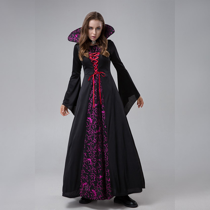 Robe Gothique Médiévale Femme Pour Halloween - Style Vampire, Sombre, élégante, Pour Soirée à Thème, Cosplay - 7