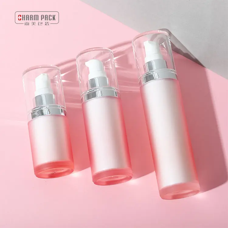 Bouteille airless acrylique à double paroi épaisse 15ml 30ml 50ml récipient rond pour lotion et crème cosmétique