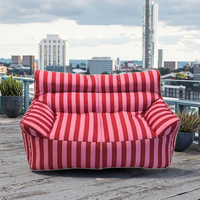Canapé pouf moderne en tissu 2025, double place, design rayé, extérieur/intérieur, housse amovible imperméable, usine chinoise