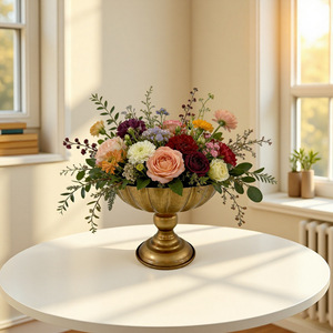 Wrought Iron Flower <b>Vase</b> <b>Set</b> Handmade Distressed Bronze Finish For Wedding Home Decor Tabletop Display - Product Image 3