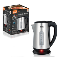 Bouilloire électrique RAF R.7300 1500W 2.0L avec indicateur de niveau d'eau, en acier inoxydable 201, prise VDE, chauffage rapide pour la préparation de boissons chaudes