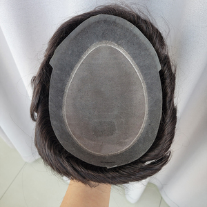Indiase Remy Haarstukjes Produceert Natuurlijke Zwarte Dunne Huid Permanente Mono Pu Haar Vervangende Mannen Toupet - Product Image 1