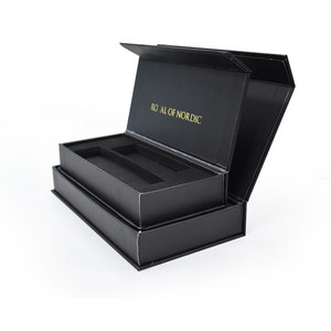Rigid Paperboard Magnetic Closure Gift <b>Box</b> with Gold Foil Embossing Recyclable Luxury Black Cardboard Perfume Face Cream <b>Bottles</b> - Product Image 3