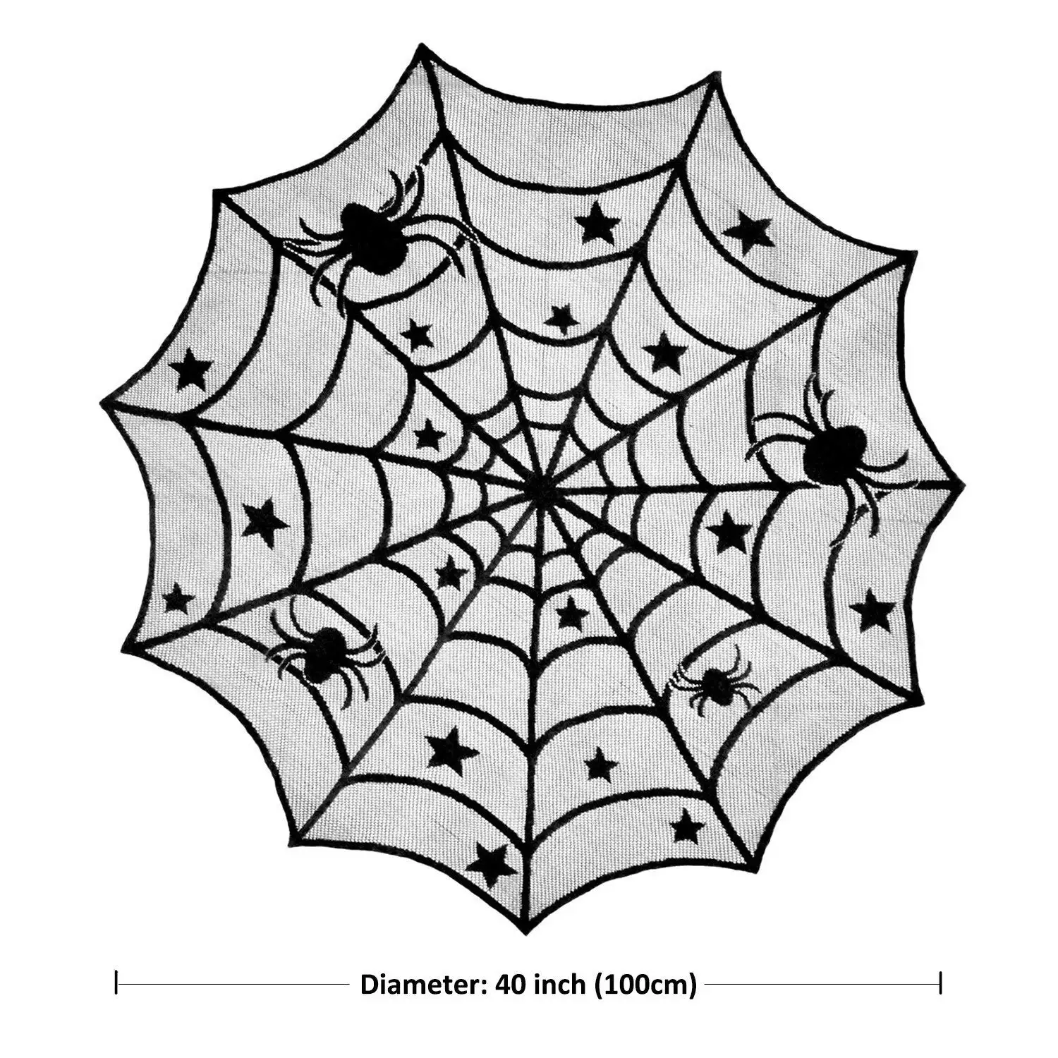 Halloween decorations table cloth black spider web lace tablecloths Halloween Black Spider 40 " Dia Round Table Topper