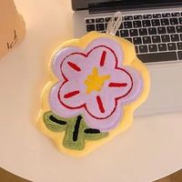 Serviettes de toilette en microfibre corail, petites, mignonnes, à l'aspect soigné, brodées en forme de fleur, sans peluches, très absorbantes, suspendables et anti-odeurs