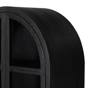 Vitrina de Estilo Francés para Sala de Estar, Librería de Madera Maciza con Puerta de Vidrio Arqueada - Product Image 5
