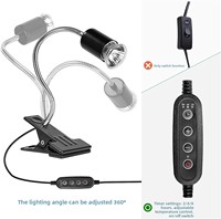 Lampe chauffante pour reptiles, tortues et lézards, avec UVA et chauffage UVA, rotative à 360 degrés, avec pince et minuterie automatique, prise US EU UK AU