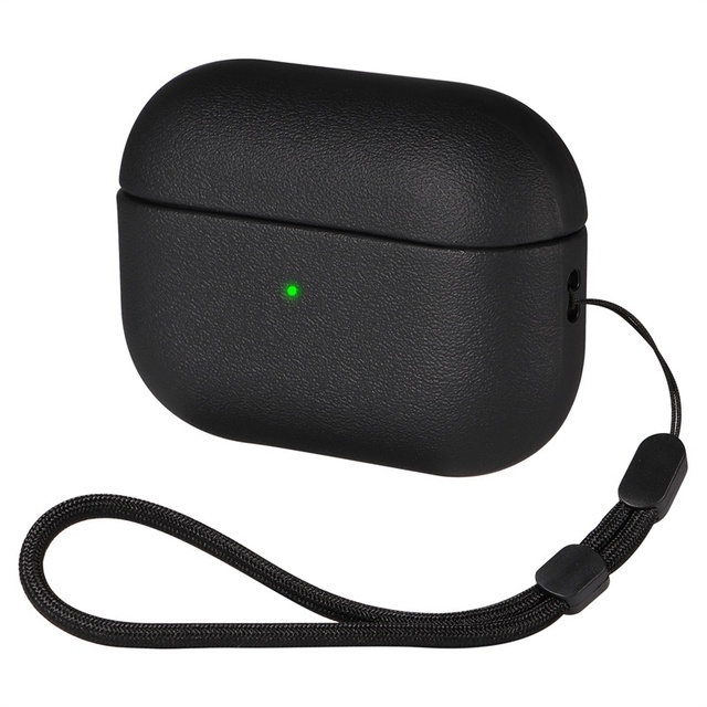 For Airpods Pro 3 Case Shockproof Leather Texture Soft TPU Earbuds Earphone Cover Case for Airpods 4 3 2 With Lanyard