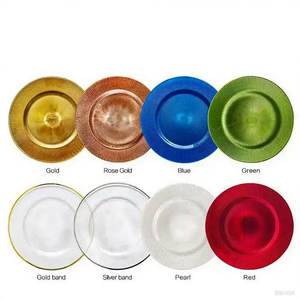 Vaisselle ronde vintage verte de 13 pouces assiettes de présentation pour décorations de table de banquet de mariage et d'événement vente en gros - Product Image 6