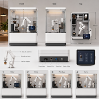 Kiosque à café avec bras robotisé six axes, emprise de 2 mètres carrés, 100 tasses par minute, système de bras robotisé robuste, approvisionnement direct usine