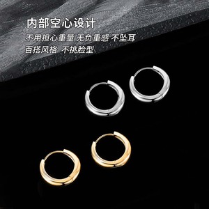 Dinle Hoop <b>Earrings</b> Gold Silver Zinc Alloy Titanium Alloy <b>Post</b> Gift Women Fashion Jewelry - Product Image 2