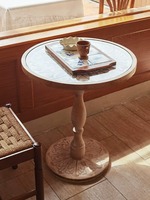 Table basse en bois massif de style nordique rétro français, sculptée marocaine, pour salon, mobilier de maison, style de loisirs français marocain