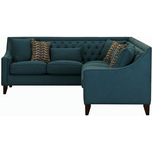 <span class=keywords><strong>Canapé</strong></span> d'angle moderne rembourré en L en tissu avec dossier tufté et pieds en bois pour le hall d'hôtel et le mobilier de salon - Product Image 3