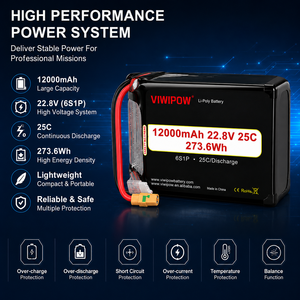 Batterie de drone FPV personnalisée en stock, 12000 mAh, 6S, 3,8 V, 25C, haute capacité, batterie au lithium polymère - Product Image 2